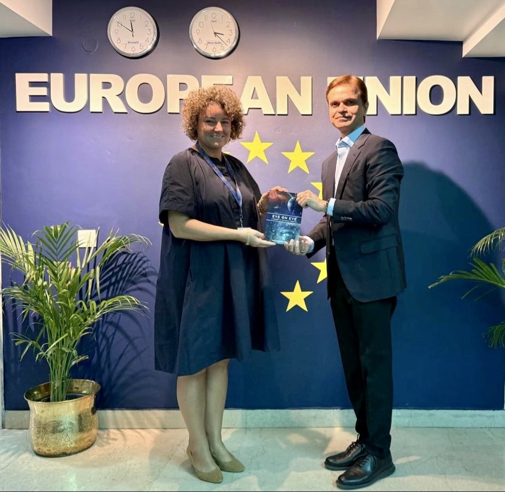 nishakantojha's tweet photo. “A productive courtesy call with H.E. Ewa Suwara, Deputy Head of Delegation, @EU_in_India. Deliberated on strategic cooperation, innovation, and our shared commitment to global peace and progress. #Diplomacy #EUIndiaRelations https://t.co/stxtDfJMcL