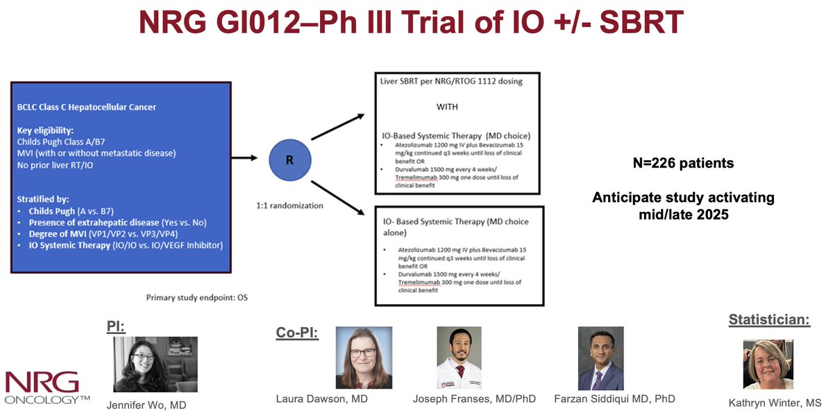 Dr. Nina Niu Sanford (@niusanford) on Twitter photo Congrats <a href="/TimothyJBrownMD/">Tim Brown, MD MSCE</a>!
In this retrospective study, the addition of RT to atezo/bev added no measurable toxicity & was associated w improved RR (73% v 18%) & median OS (14.4 v 10.8 mo).
Look forward to NRG GI-012, a Ph III trial assessing IO +/- SBRT for advanced HCC w MVI. Congrats <a href="/TimothyJBrownMD/">Tim Brown, MD MSCE</a>!
In this retrospective study, the addition of RT to atezo/bev added no measurable toxicity & was associated w improved RR (73% v 18%) & median OS (14.4 v 10.8 mo).
Look forward to NRG GI-012, a Ph III trial assessing IO +/- SBRT for advanced HCC w MVI.