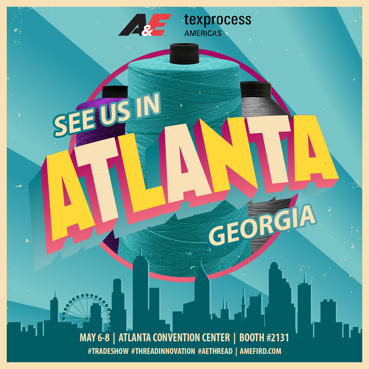 AmericanEfird's tweet image. We head to Atlanta next week for @TexprocessAmer 2025. We&apos;ll be displaying our latest industrial and embroidery thread, and specialty yarn innovations at booth #2131. This year’s show is set to be a great one. See you there! | amefird.com #threadinnovation #aethread