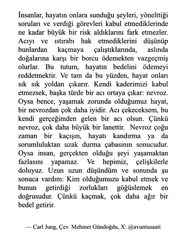 Psikiyatr Carl Jung’un hayattan kaçan insanları ve hayattan kaçmanın bedelini anlattığı bir yazısını Türkçeye çevirdim. İyi okumalar.
