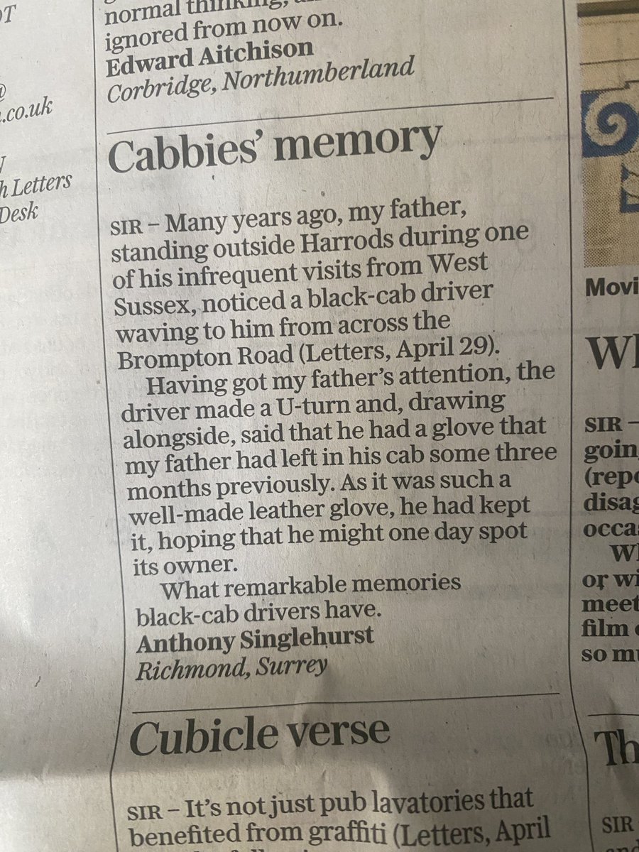And another nice letter in today’s Telegraph