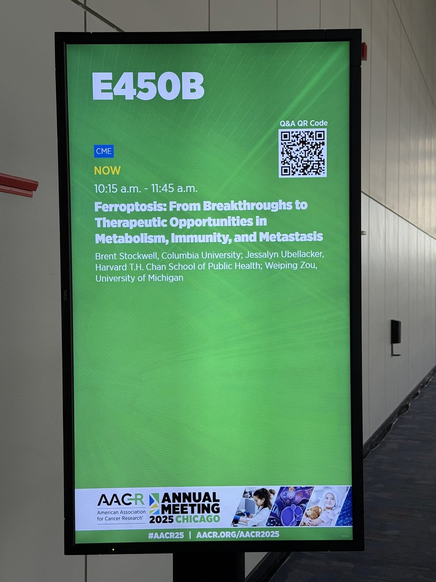 Looking forward to hosting the first #ferroptosis cancer symposium at #AACR25 in 30 minutes. Join us in person or online!