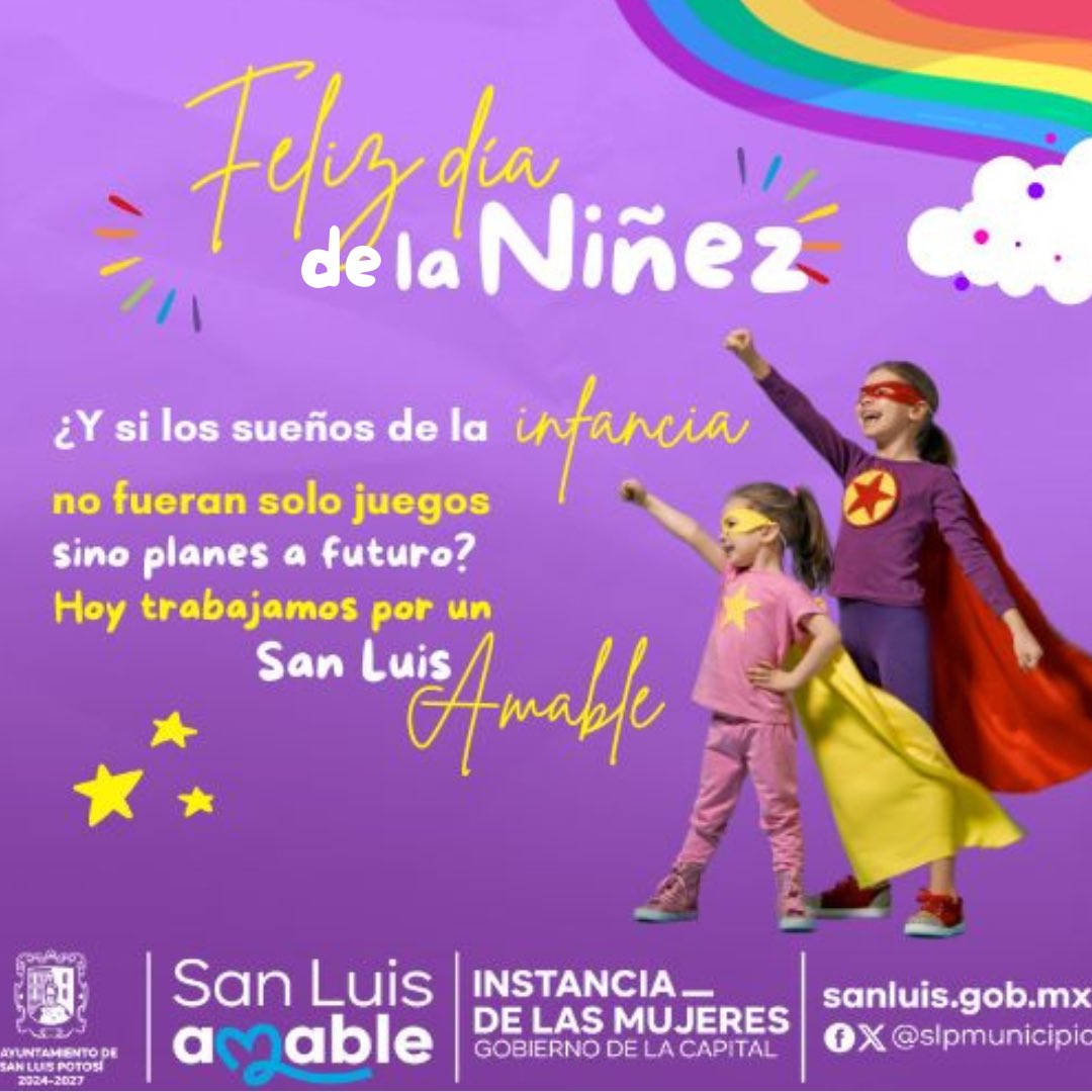 Hoy en el #DíaDeLaNiñez se reafirma el compromiso del presidente municipal Enrique Galindo Ceballos con las niñas y los niños de #SanLuisAmable 💜, para que las infancias crezcan felices y libres de todo tipo de violencia.