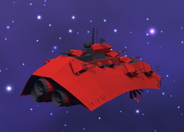 mahriblean's tweet photo. この前デザインしてた宇宙船。硬い片面装甲と艦上方に火力集中ができる砲配置で砲戦に特化。航続距離や継戦能力は控えめ。弱点はおなか。 https://t.co/VifXrtFYE3