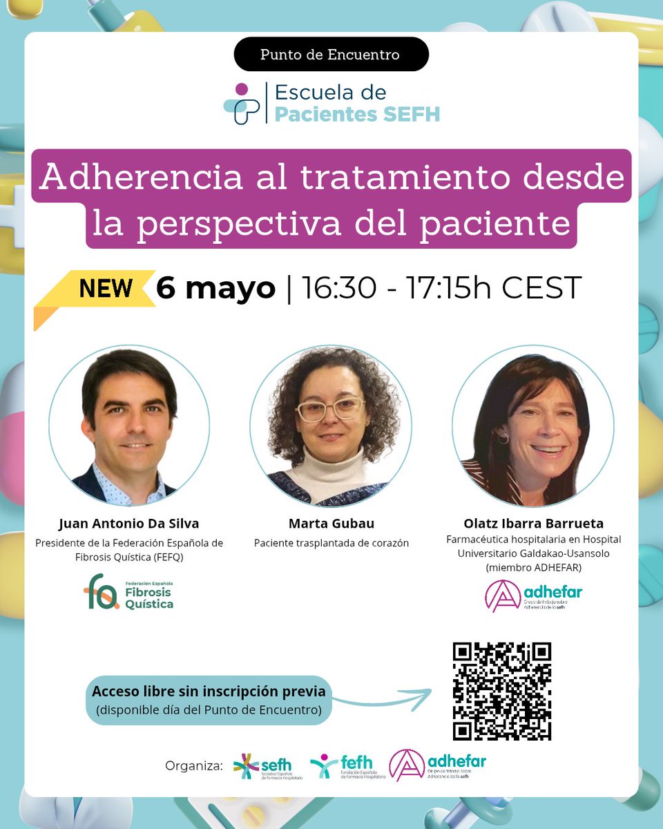 ❗❗Ya tenemos nueva fecha para el punto de encuentro de la Escuela de Pacientes <a href="/sefh_/">S.E.F.H</a>, después del apagón: 6 de mayo

Os esperamos para compartir experiencias, retos y consejos sobre adherencia al tratamiento <a href="/adhefarsefh/">AdhefarSefh</a>

Acceso libre: sefh.es/escuela-de-pac…