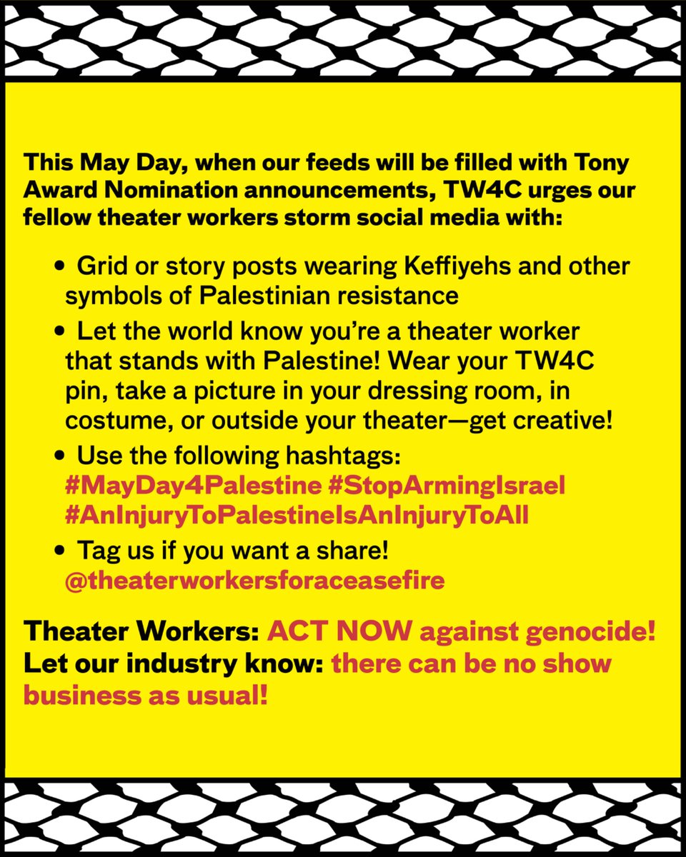 Theater Workers for a Ceasefire tweet media