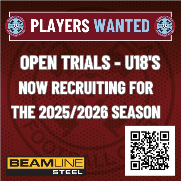 U18s Open Trials ⚽️
Double winners 🏆🏆 now recruiting for 2025/26!
Join a top squad with a clear pathway to Step 5 senior football 🚀

🗓 Tues 13 &amp; 20 May
🕕 6–7:30pm
📍 Weybourne Rec, Farnham

Register 👉 forms.gle/9QMMrv4qXaMF93…
#U18Trials #FootballTrials  #YouthFootball