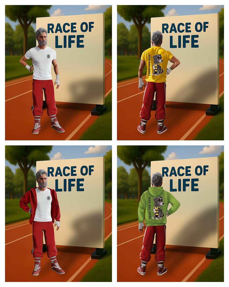 🚀 Gearing Up with the Red Bomber – Fred Style!*🐶🔥

The Red Bomber is on the move, rocking exclusive Fred the Dog–branded T-shirts, jackets, and hoodies as he promotes the ultimate Race of Life! 🏁🐾

Together, we're bringing speed, style, and spirit to every step — whether on