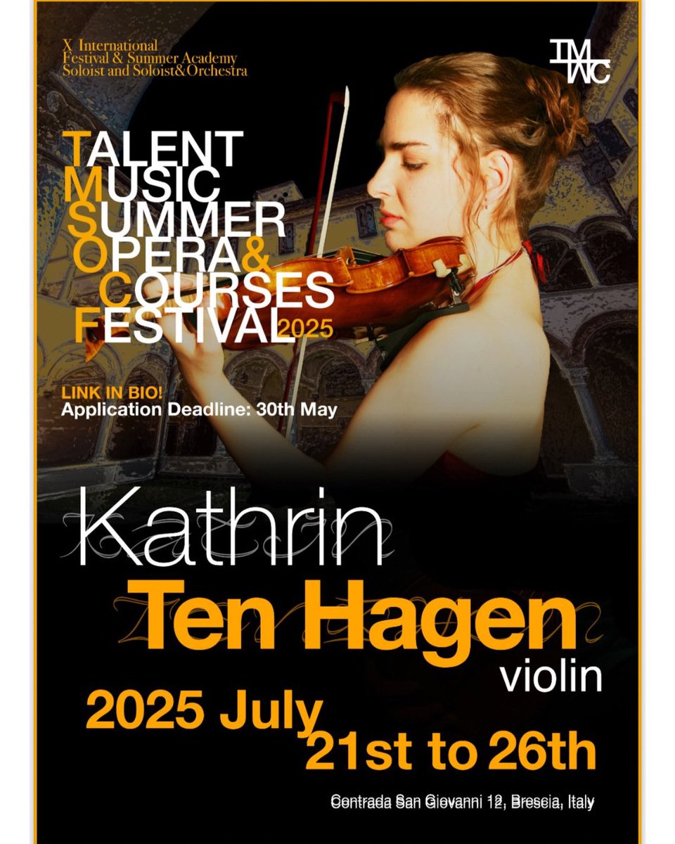 Looking forward to my next masterclass at Talent Music Master Courses in beautiful Brescia! Applications are open until May 30th. #violin #masterclass #italy #concert #orchestra #piano #recording #competition #brescia