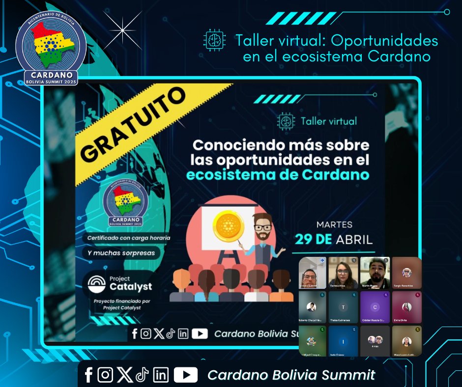 CardanoSummitBo's tweet photo. Ayer tuvimos un gran taller virtual con invitados de 🇧🇷 @DanielaHubBr y 🇦🇷 @RiveroMartinOK donde conocimos sus proyectos y experiencias en el ecosistema Cardano 🌐

Y al final… ¡se anunció algo grande! 👀 🔜 #CardanoBoliviaSummit

⌛️ Espéralo...
#CardanoLatam #Web3ParaTodos https://t.co/xlU7ci8cS4