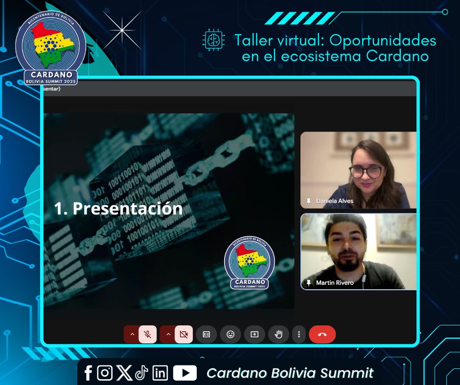 CardanoSummitBo's tweet photo. Ayer tuvimos un gran taller virtual con invitados de 🇧🇷 @DanielaHubBr y 🇦🇷 @RiveroMartinOK donde conocimos sus proyectos y experiencias en el ecosistema Cardano 🌐

Y al final… ¡se anunció algo grande! 👀 🔜 #CardanoBoliviaSummit

⌛️ Espéralo...
#CardanoLatam #Web3ParaTodos https://t.co/xlU7ci8cS4
