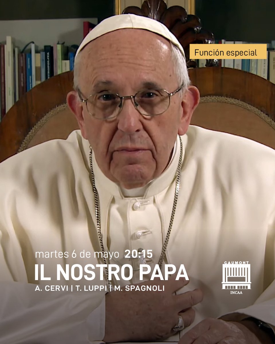 🎬 "Il nostro papa", dirigida por Antonio Cervi, Tiziana Luppi, Marco Spagnoli

📽️ Martes 6 de mayo, 20:15 | 𝗙𝘂𝗻𝗰𝗶𝗼́𝗻 𝗲𝘀𝗽𝗲𝗰𝗶𝗮𝗹
🕐 73 min (ATP)

👉 Entradas en la boletería del cine.

¡Nos vemos en el #cine! 🎬🍿
