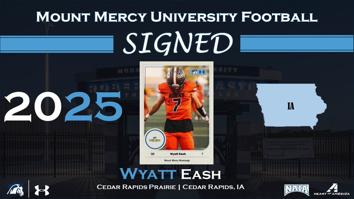 Mount Mercy Football (@mountmercyfb) on Twitter photo #StangGang Welcomes, Wyatt Eash! ๐
๐ | Cedar Rapids, IA
๐ | Prairie High School
๐ | QB
๐ | 6'1
โ๏ธ | 180
๐ฑ | <a href="/wyatt_eash/">Wyatt Eash</a>
#BurnTheBoats #StangGang Welcomes, Wyatt Eash! ๐
๐ | Cedar Rapids, IA
๐ | Prairie High School
๐ | QB
๐ | 6'1
โ๏ธ | 180
๐ฑ | <a href="/wyatt_eash/">Wyatt Eash</a>
#BurnTheBoats