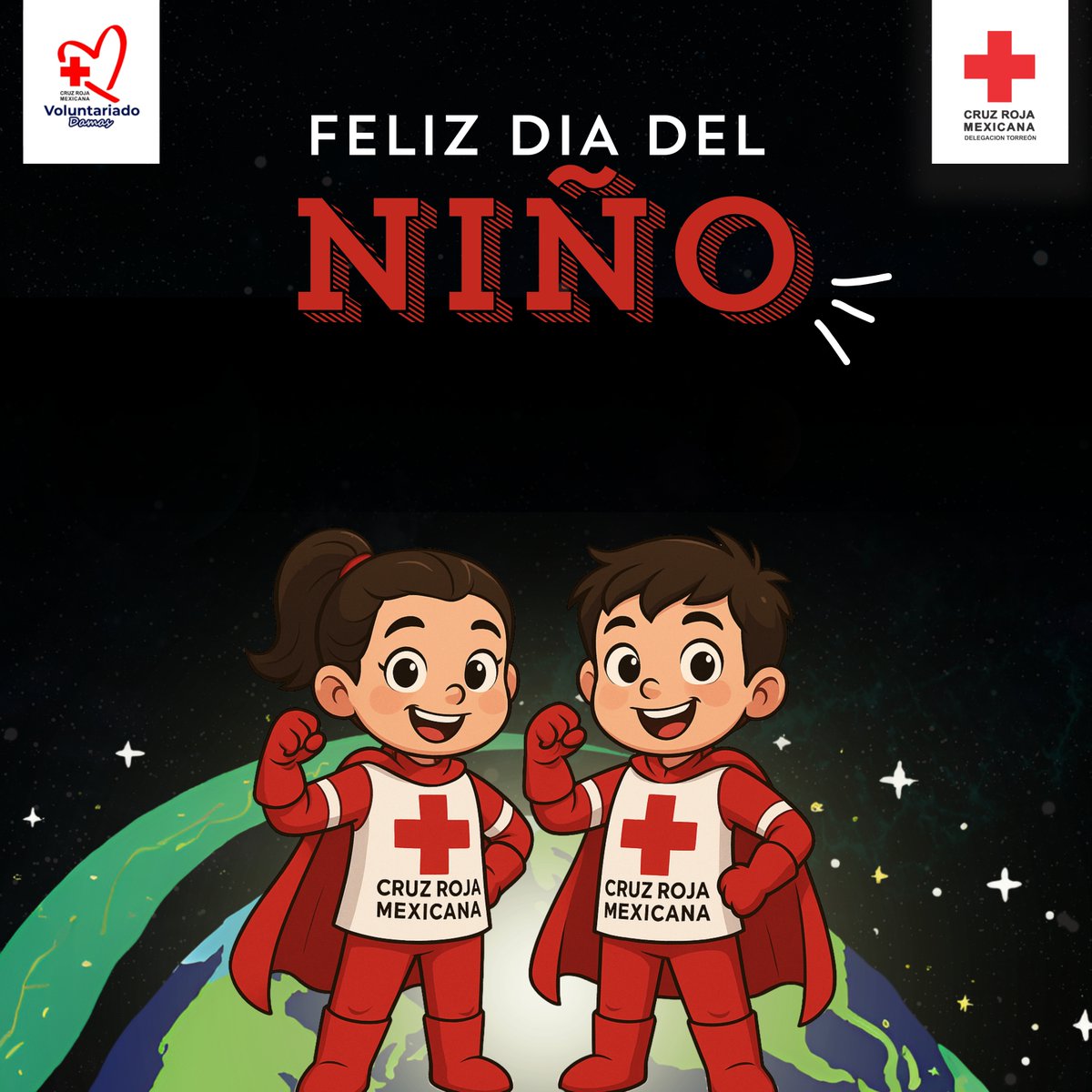 Por parte de Cruz Roja Torreón y el Comité de Damas Voluntarias, felicitamos a todos nuestros futuros héroes y heroínas que tenemos en casa 
En este día, recordamos a todos los padres de familia la importancia del cariño, respeto y buena educación a los más pequeños del hogar.