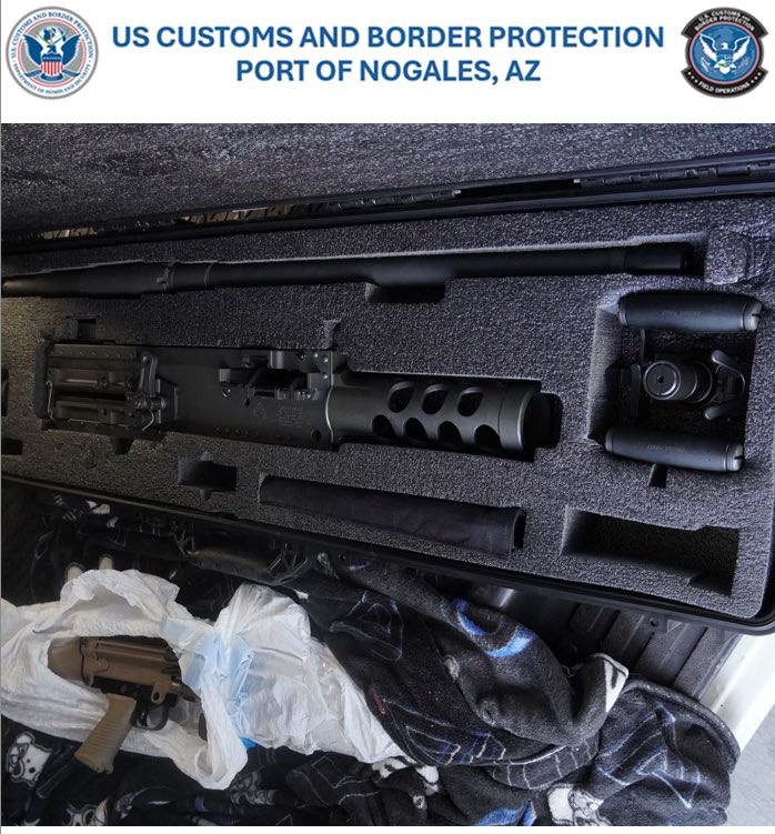 Two high-powered assault rifles, including a .50-CAL, seized yesterday evening by CBP officers before entering into Mexico.