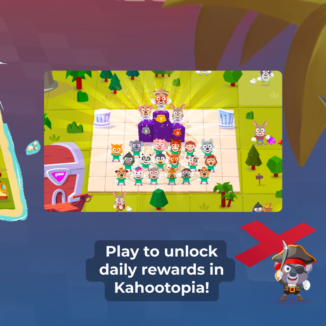 Pirates have landed in #Kahootopia! Set sail for adventure with new pirate rewards!
🦜 Play as parrots to unlock Polly the Parrot
🏴‍☠️ Play Treasure Trove mode to earn the Hidden Cross!
⚓ Plus: Compete in Kahootopia! Leagues!
Unlock more with Super Kahootopia, now in Kahoot!+ Gold