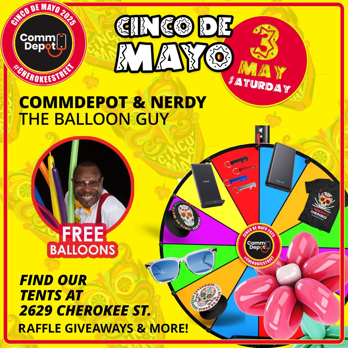 commdepotstl's tweet photo. This Saturday May 3rd 2025! 📷It's that time again for the #cherokeestreet #cincodemayostlfestival! Stop by 11AM-4PM for a day full of fun activities,musical, food, and be sure to grab your 📷freebies and a special balloon animal 📷made by STL's own Nerdy #bebesballoonbiz https://t.co/yykHdmKiQk