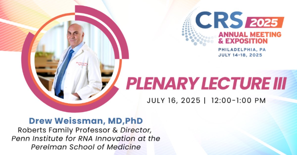 Controlled Release Society (@crsscience) on Twitter photo Drew Weissman, MD, PhD will be our third Plenary Speaker at #CRS2025! He is the Roberts Family Professor in Vaccine Research & Director of the Penn Institute for RNA Innovation at the Perelman School of Medicine: ow.ly/KPIk50VKwLH
๐ซTips for exploring PHL: <a href="/discoverPHL/">discoverPHL</a> Drew Weissman, MD, PhD will be our third Plenary Speaker at #CRS2025! He is the Roberts Family Professor in Vaccine Research & Director of the Penn Institute for RNA Innovation at the Perelman School of Medicine: ow.ly/KPIk50VKwLH
๐ซTips for exploring PHL: <a href="/discoverPHL/">discoverPHL</a>