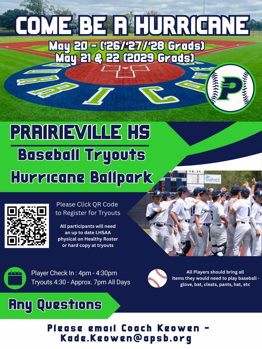 🚨PVHS Baseball Tryouts🚨

Please see flyer for all details!!

COME BE A HURRICANE 🌀🌀🌀