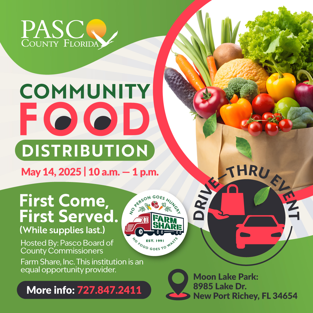 Pasco County PIO (@pascocountypio) on Twitter photo #PascoCountyis partnering with <a href="/FarmShareFL/">Farm Share, Inc.</a> to provide FREE, fresh food to our community. Join us 5/14 @ 10 a.m. in New Port Richey for this drive-thru event! #PascoProud #FoodDistribution
Details 👇 #PascoCountyis partnering with <a href="/FarmShareFL/">Farm Share, Inc.</a> to provide FREE, fresh food to our community. Join us 5/14 @ 10 a.m. in New Port Richey for this drive-thru event! #PascoProud #FoodDistribution
Details 👇