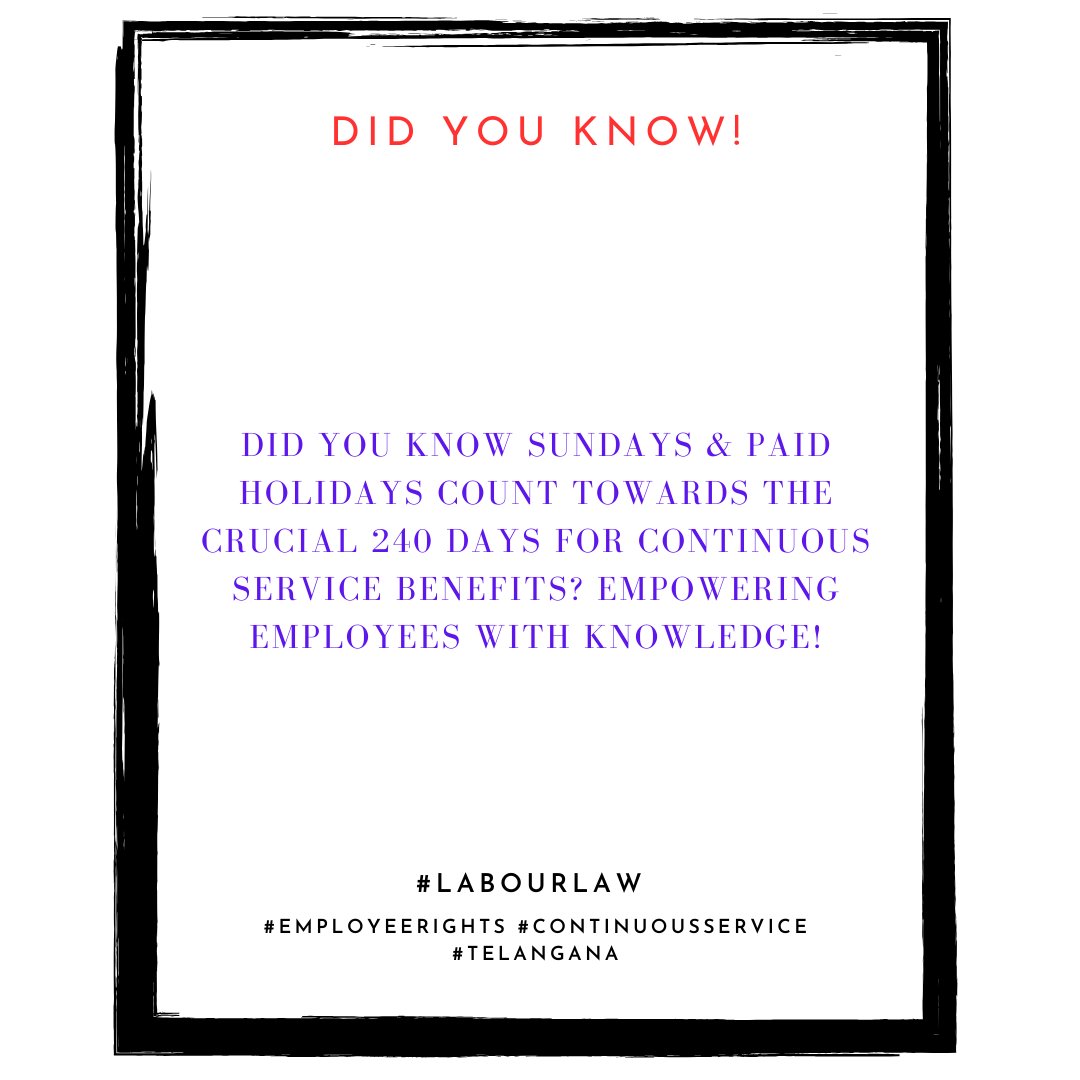 Elitepaycorp's tweet photo. Did you know Sundays &amp; paid holidays count towards the crucial 240 days for continuous service benefits? Empowering employees with knowledge! #LabourLaw #EmployeeRights #ContinuousService #payrollservices #elitepay https://t.co/OE0LbdoA7h