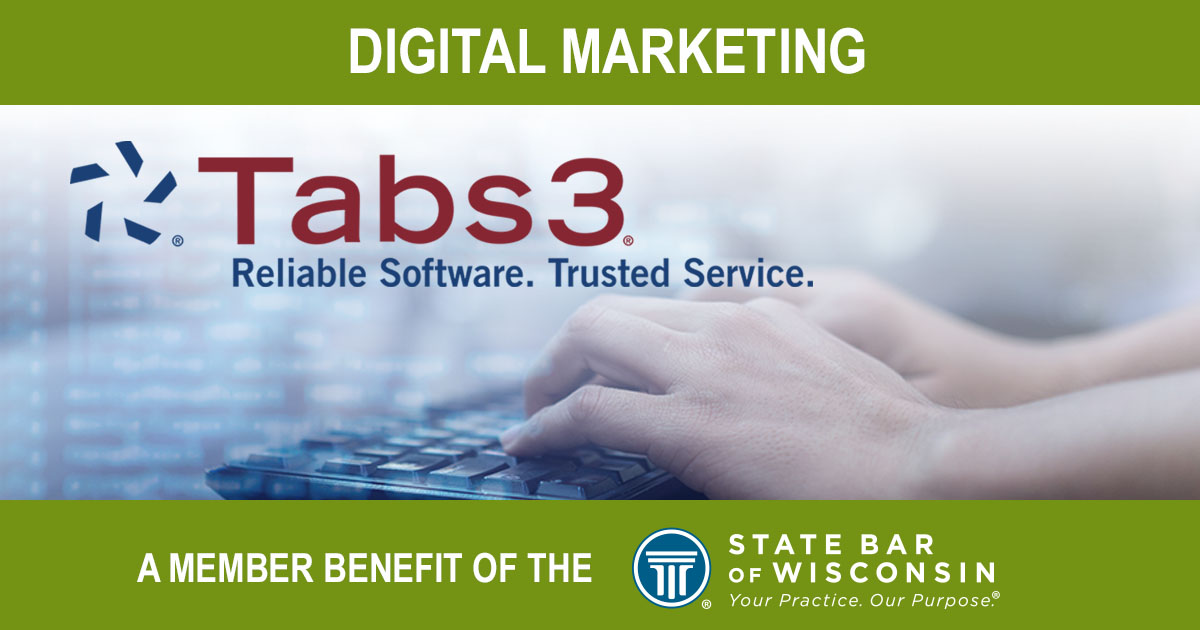 StateBarofWI's tweet image. Tabs3 Practice Management Software helps firms like yours become even more organized and productive. Plus, State Bar of Wisconsin members save 10%!

#Tabs3 #PracticeManagementSoftware

wisbar.pulse.ly/c0jtatt0zy