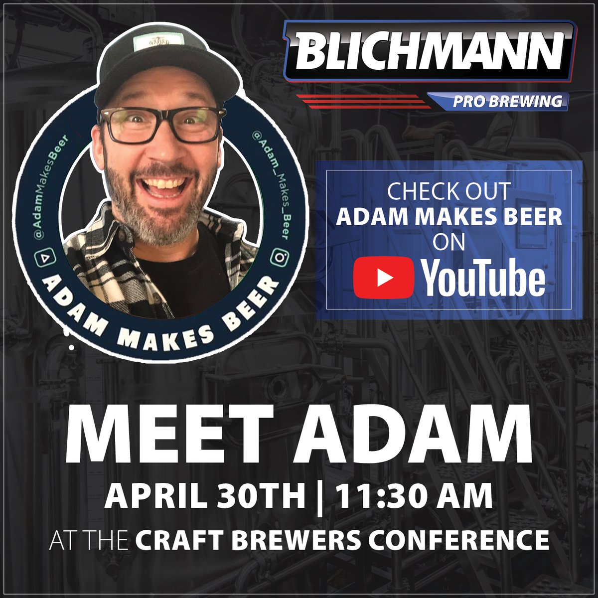 🎉 At CBC? Swing by Booth #701 at 11:30 AM to meet YouTube’s very own @adam_makes_beer in person! 🤝🎥
While you're there, enter to win our GRAND PRIZE — including a $1,000 Blichmann Pro Brewing Gift Card! 💰🍺 The drawing happens at NOON, so you won't want to miss this!