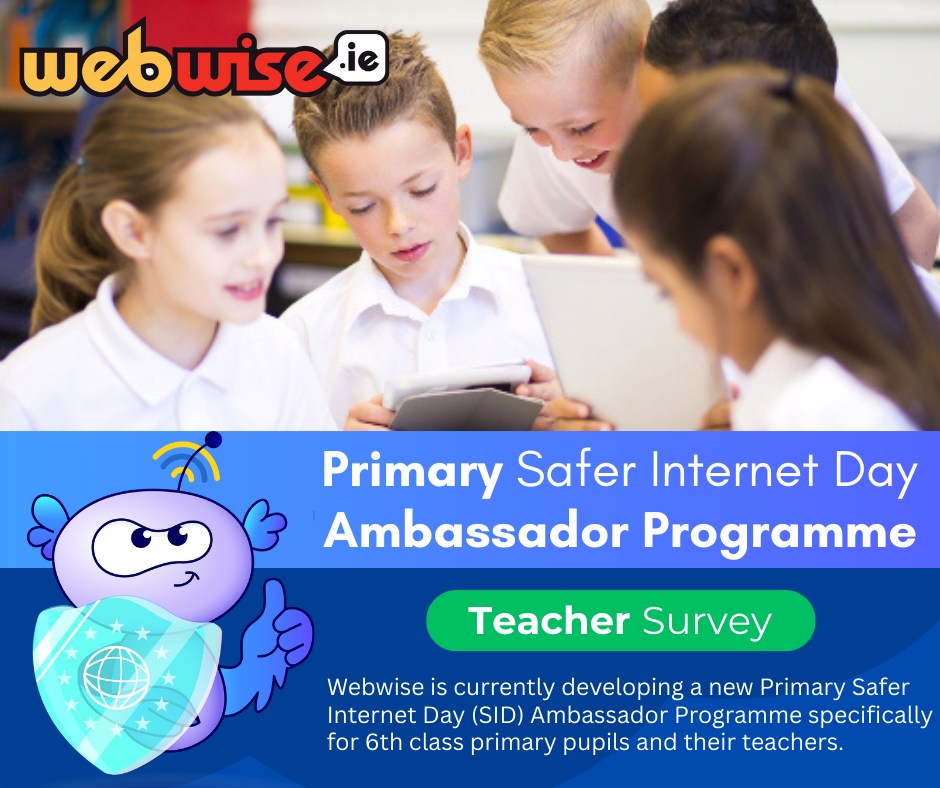 🚀Exciting news! Webwise is developing a new Safer Internet Day Ambassador Programme for 6th class pupils and teachers!
📢 Teachers — we'd love your input! Take our short survey at the link in our bio and help shape this new programme.
↪️bit.ly/4jONY8P
#OnlineSafety