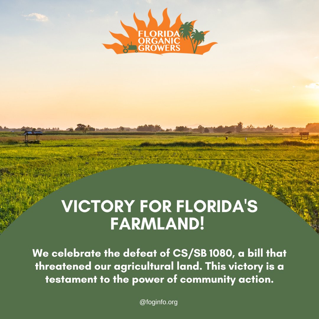 Victory for Florida's Farmland! 🌾The Florida Senate voted down CS/SB 1080: Local Government Land Regulation, protecting agricultural land from high-density housing developments. Thanks to everyone who made this possible! 🙌
flsenate.gov/Session/Bill/2…

#FarmlandVictory #Community