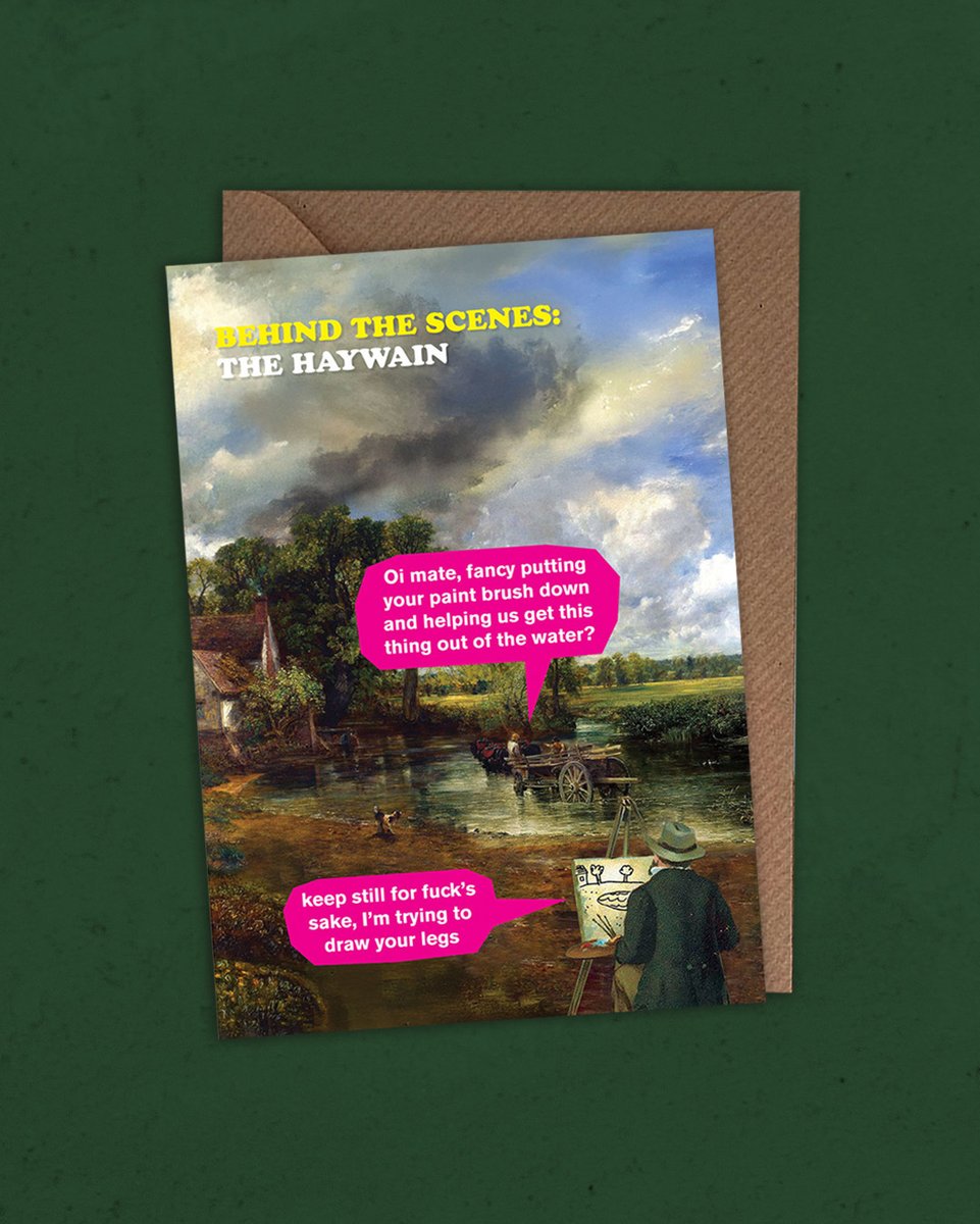 No pain, no Hay Wain! 🎨

New card from @moderntoss
The truth behind Constable’s muddy masterpiece, now with added sarcasm.

Shop here 🛍️ brainboxcandy.com/rude-birthday-…

#funnycardss #moderntoss  #johnconstable #TheHayWain