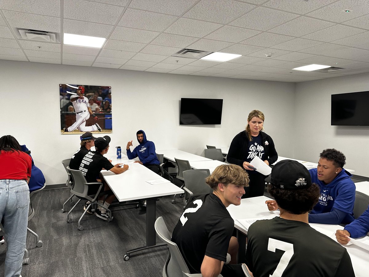 Check out our Baseball team on a recent visit to the Texas Rangers Player Development Complex. The team got to visit the Rangers facility, meet several of their players, and conduct informal interviews as part of a unique educational and athletic experience. #WinningCulture