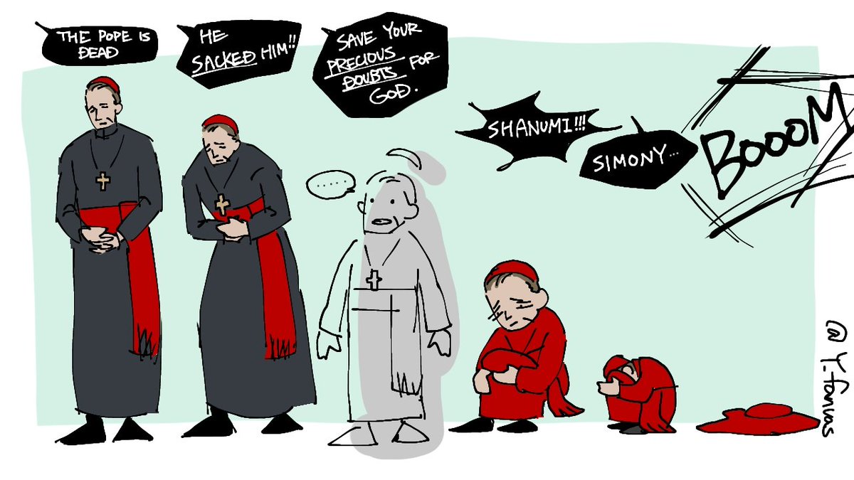 Y_fanvas's tweet image. Lawrence's mental health is like:

#conclave2024