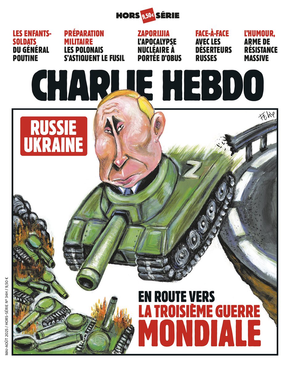 Ce hors-série retrace trois années de guerre. Trois années de villes anéanties, de voix réduites au silence, de résistances inattendues. 

📚 Russie-Ukraine : En route vers la 3ème guerre mondiale

Disponible en kiosque ou au lien ci-dessous 👇
abo.charliehebdo.fr/common/product…