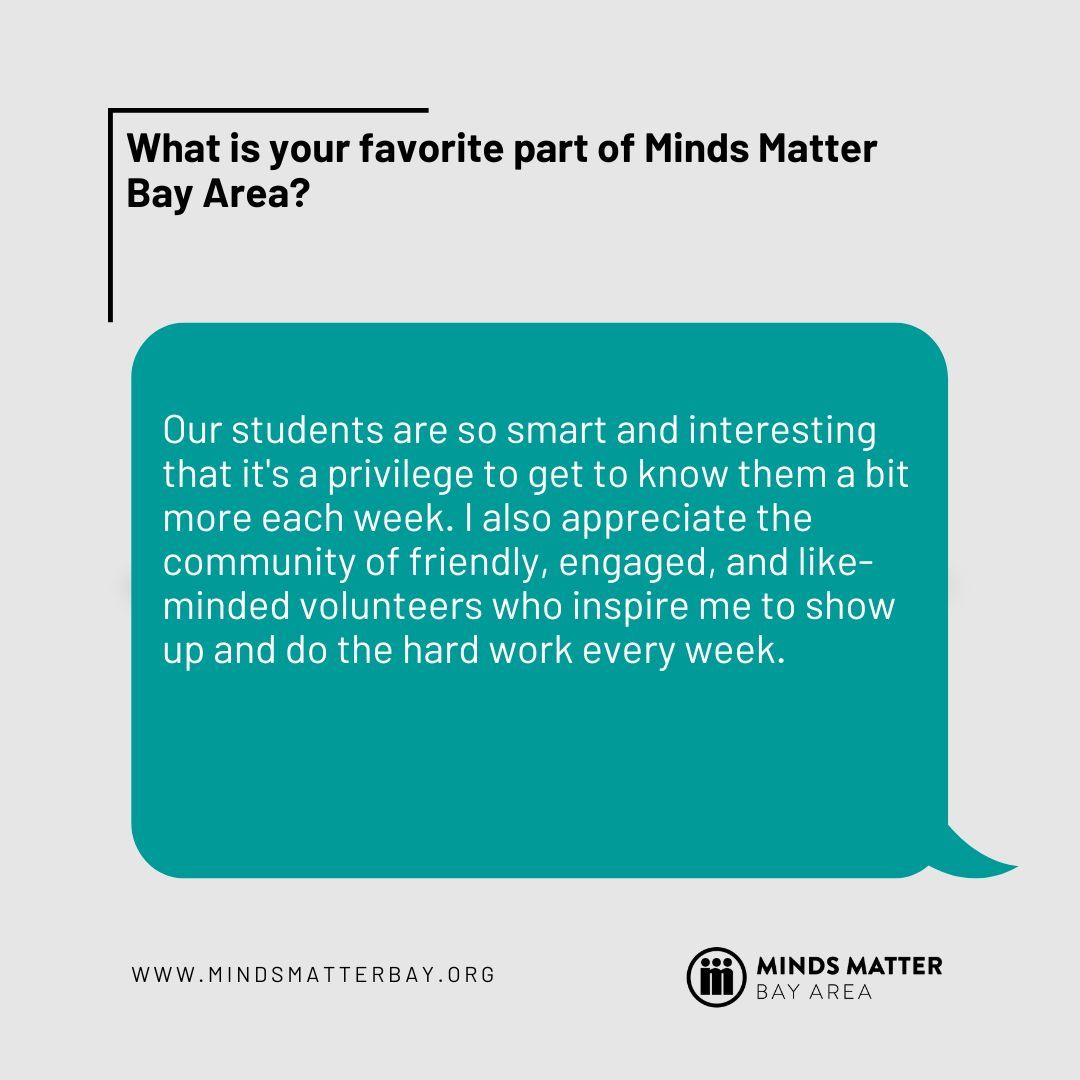 Meet Bobby Schell, our Instruction Lead in San Jose! He coordinates lesson plans and teaches during Saturday sessions, showcasing his dedication to MMBay’s mission. Swipe for our Q&amp;A with Bobby! Interested in volunteering? Apply at mindsmatterbay.org/join