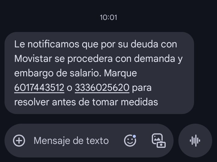 LeonardSiam's tweet photo. @MovistarCo no sabía que ahora mandaban mensajes amenazando a los clientes cuando no tenemos deuda con ustedes https://t.co/SlrlJ5mnfY