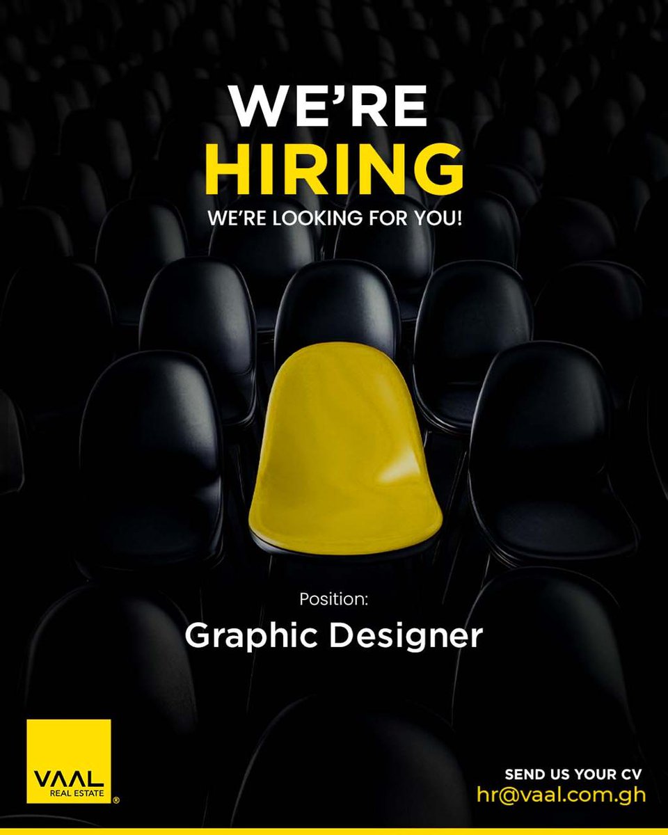 VaalGhana's tweet photo. We’re hiring a Graphic Designer, apply here: hr@vaal.com.gh

#NowHiring #GraphicDesign #CreativeTalent #DesignJob #JoinOurTeam #JobOpening #vaalghana #vaal https://t.co/ePlCArwIAT