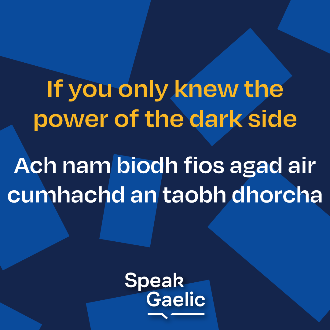 SpeakGaelic's tweet photo. May the fois be with you 🌟👩‍🚀🚀

Star Wars, sa Ghàidhlig 🗡️ https://t.co/YQWnOXBIp8