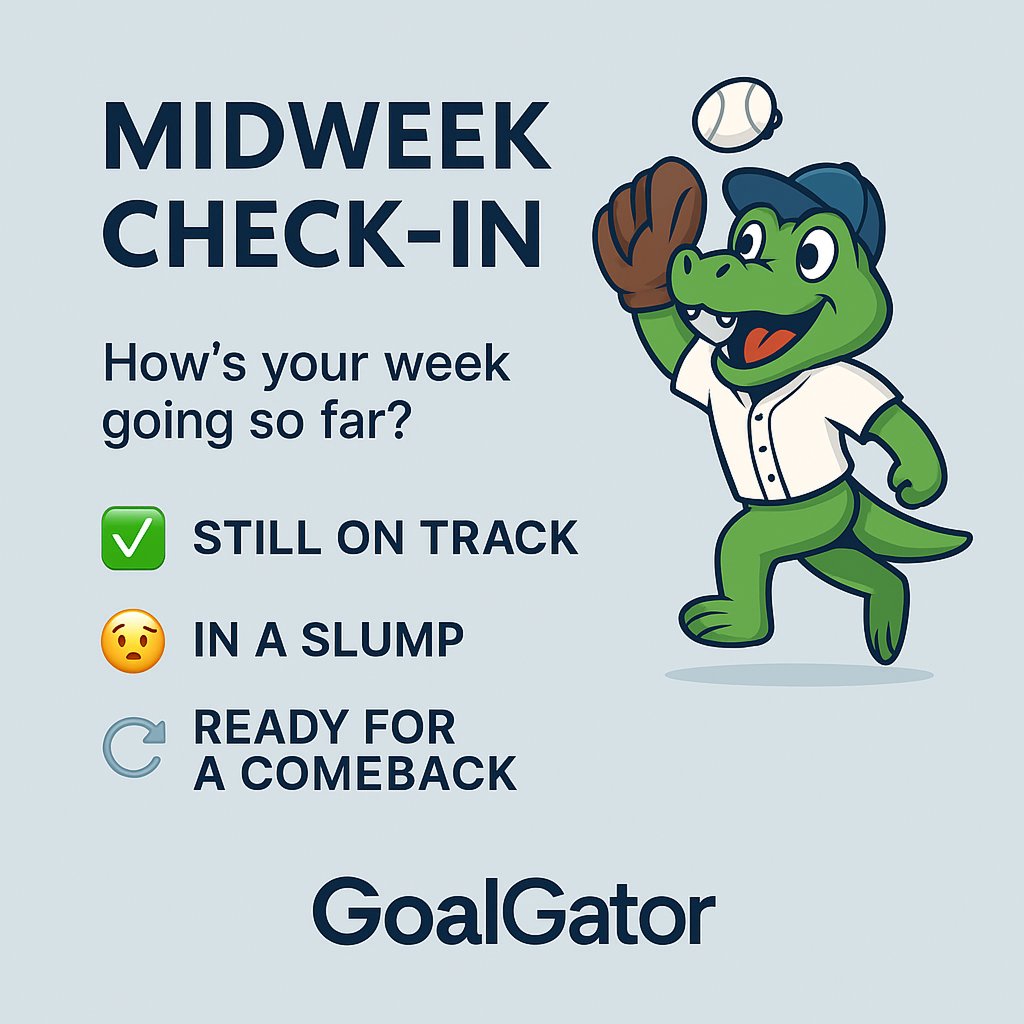goal_gator's tweet image. How’s your week going so far?

✅ Still on track
🤔 Slowing down a bit
🔁 Ready to reset today

Whatever your answer — @goal_gator  is here to help kids (and parents!) build consistency without the pressure.

💬 Drop your emoji + goal below!
#GoalGator #MidweekMotivation