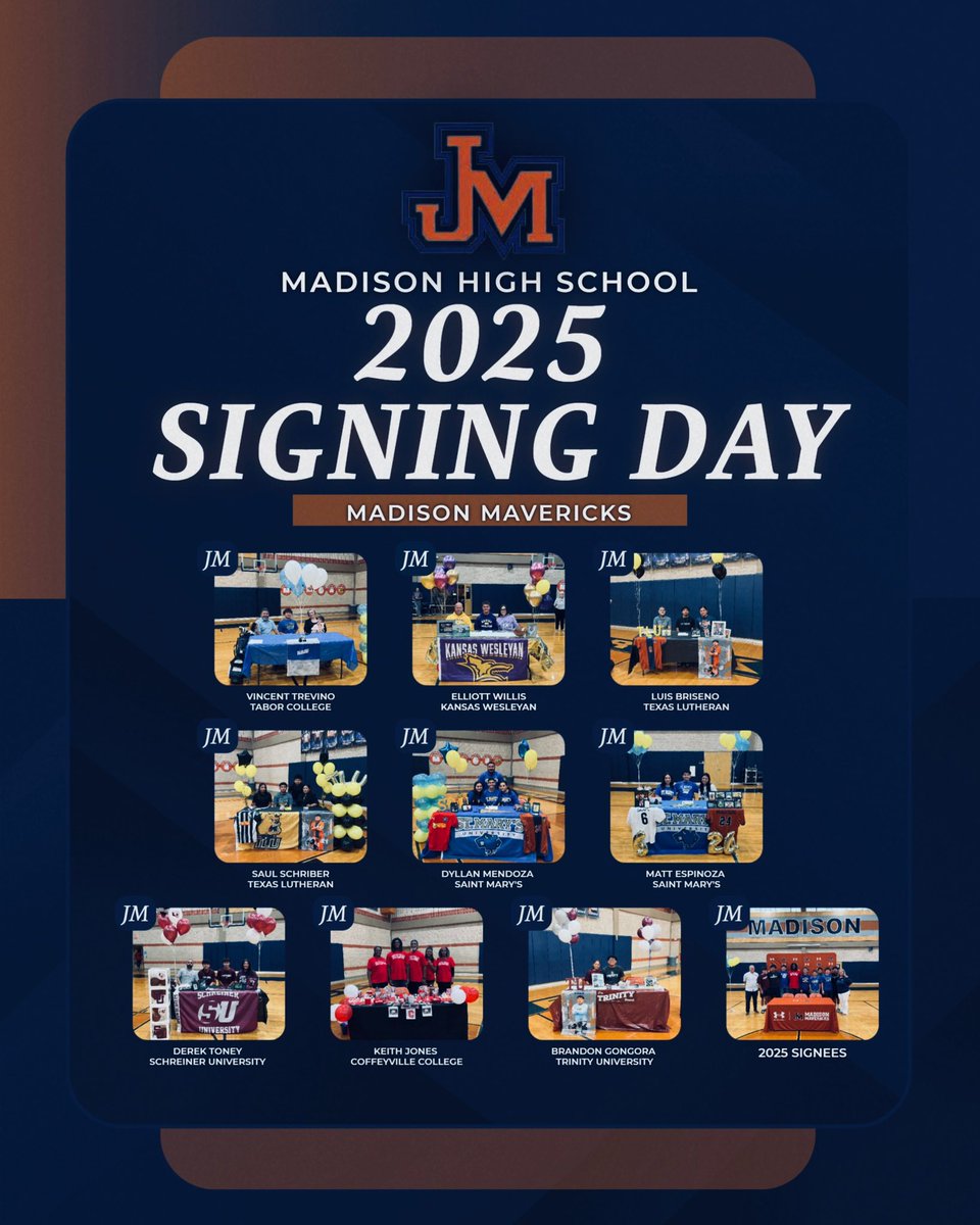 Madison Athletics (@jm_mavs) on Twitter photo Huge signing day at Madison. We are so proud of you gentlemen. Go do BIG things. Once A Mav Always A Mav. Huge signing day at Madison. We are so proud of you gentlemen. Go do BIG things. Once A Mav Always A Mav.