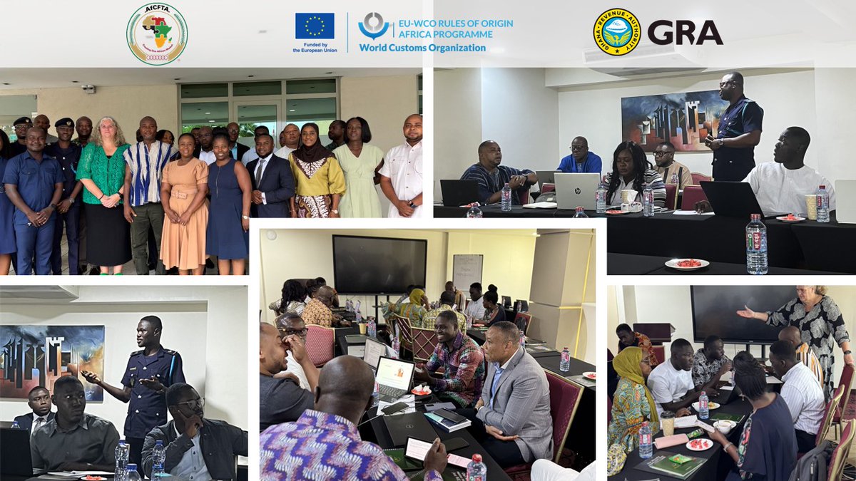 WCO_OMD's tweet photo. L’OMD renforce les compétences du Bureau national de coordination de la ZLECAf du Ghana en matière de règles d’origine
🔗 https://t.co/lganGfnoyt

#OMD #Douane #Origine #ProgrammeUE_OMD #RoOAfricaProgramme @GhanaRevenue https://t.co/wzujvMrm6u
