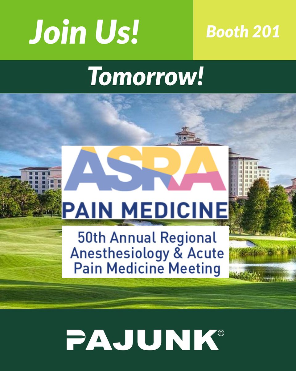 PAJUNK USA (@pajunkusa) on Twitter photo 🚀 ASRA 2025 kicks off tomorrow!
Stop by Booth #201 to see PAJUNK’s latest in pain management—from echogenic needles to next-gen catheters and streamlined trays.
See you in Orlando!
🗓️️ May 1–3
📍 Rosen Shingle Creek
<a href="/ASRA_Society/">ASRA Pain Medicine</a>
#ASRASpring25 #ASRA50 #PajunkUSA 🚀 ASRA 2025 kicks off tomorrow!
Stop by Booth #201 to see PAJUNK’s latest in pain management—from echogenic needles to next-gen catheters and streamlined trays.
See you in Orlando!
🗓️️ May 1–3
📍 Rosen Shingle Creek
<a href="/ASRA_Society/">ASRA Pain Medicine</a>
#ASRASpring25 #ASRA50 #PajunkUSA