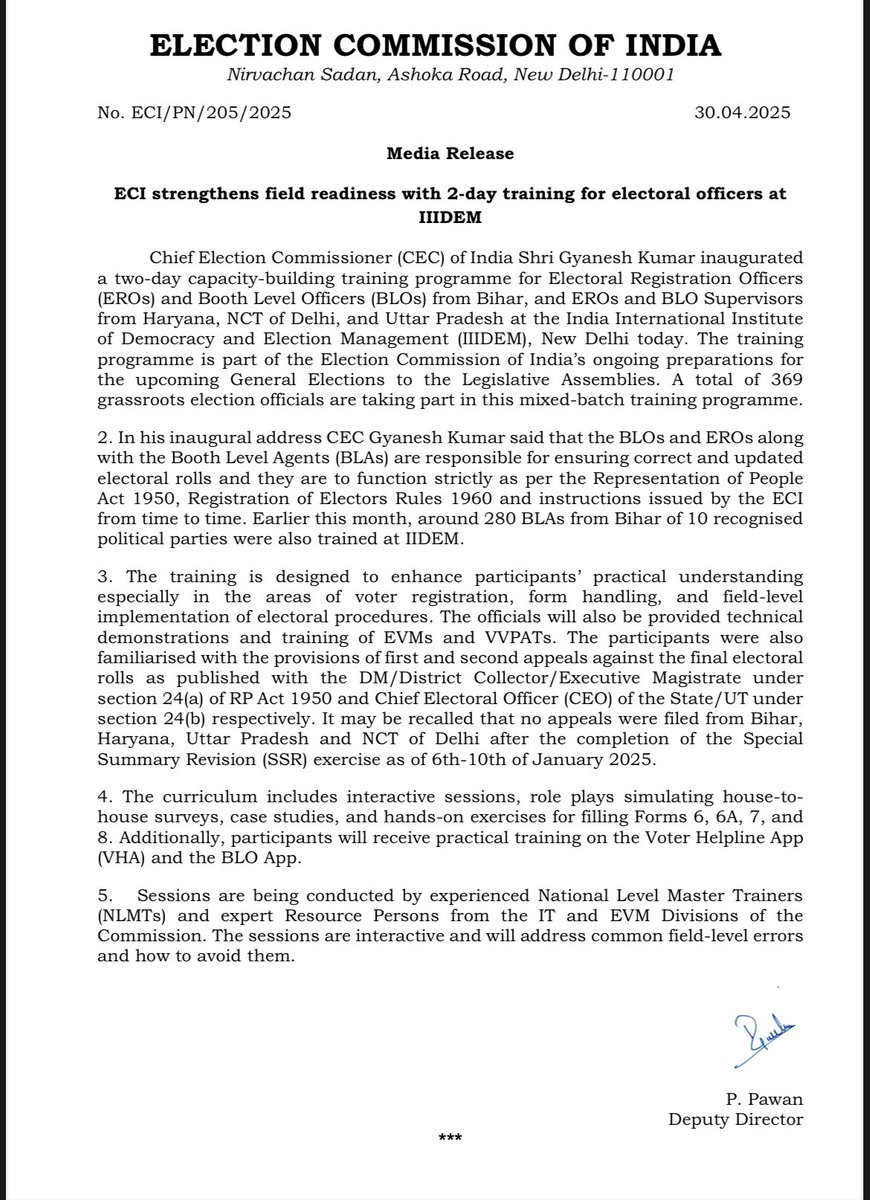 DIRECTORATE OF INFORMATION (LADAKH) (@info_ladakh) on Twitter photo ECI strengthens field readiness with 2-day training for electoral officers at IIIDEM.
<a href="/lg_ladakh/">Office of the Lt. Governor, Ladakh</a> <a href="/LAHDC_Kgl/">LAHDC Kargil</a> <a href="/LAHDC_LEH/">LAHDC LEH</a> <a href="/dc_Kgl/">Deputy Commissioner/DEO Kargil</a> <a href="/DC_Leh_Official/">Deputy Commissioner Leh</a> <a href="/ECISVEEP/">Election Commission of India</a> <a href="/CEOofficeLadakh/">Chief Electoral Officer, Ladakh</a> <a href="/PIBSrinagar/">PIB in Jammu Kashmir & Ladakh</a> <a href="/EarthNewsLadakh/">The Earth News Ladakh</a> <a href="/ddnewsladakh/">DD NEWS LADAKH</a> <a href="/prasarbharti/">AIR News Leh</a> <a href="/airnewskargil/">Radio News Kargil</a> ECI strengthens field readiness with 2-day training for electoral officers at IIIDEM.
<a href="/lg_ladakh/">Office of the Lt. Governor, Ladakh</a> <a href="/LAHDC_Kgl/">LAHDC Kargil</a> <a href="/LAHDC_LEH/">LAHDC LEH</a> <a href="/dc_Kgl/">Deputy Commissioner/DEO Kargil</a> <a href="/DC_Leh_Official/">Deputy Commissioner Leh</a> <a href="/ECISVEEP/">Election Commission of India</a> <a href="/CEOofficeLadakh/">Chief Electoral Officer, Ladakh</a> <a href="/PIBSrinagar/">PIB in Jammu Kashmir & Ladakh</a> <a href="/EarthNewsLadakh/">The Earth News Ladakh</a> <a href="/ddnewsladakh/">DD NEWS LADAKH</a> <a href="/prasarbharti/">AIR News Leh</a> <a href="/airnewskargil/">Radio News Kargil</a>