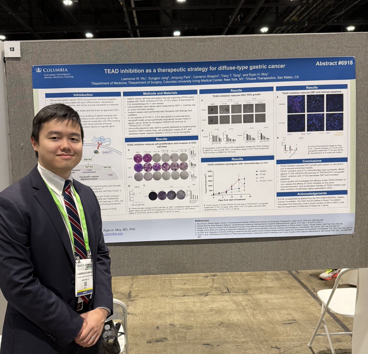 RyanMoyMDPhD's tweet image. Super⭐️ oncology fellow Lawrence Wu presenting work on TEAD inhibition in diffuse gastric cancer #AACR