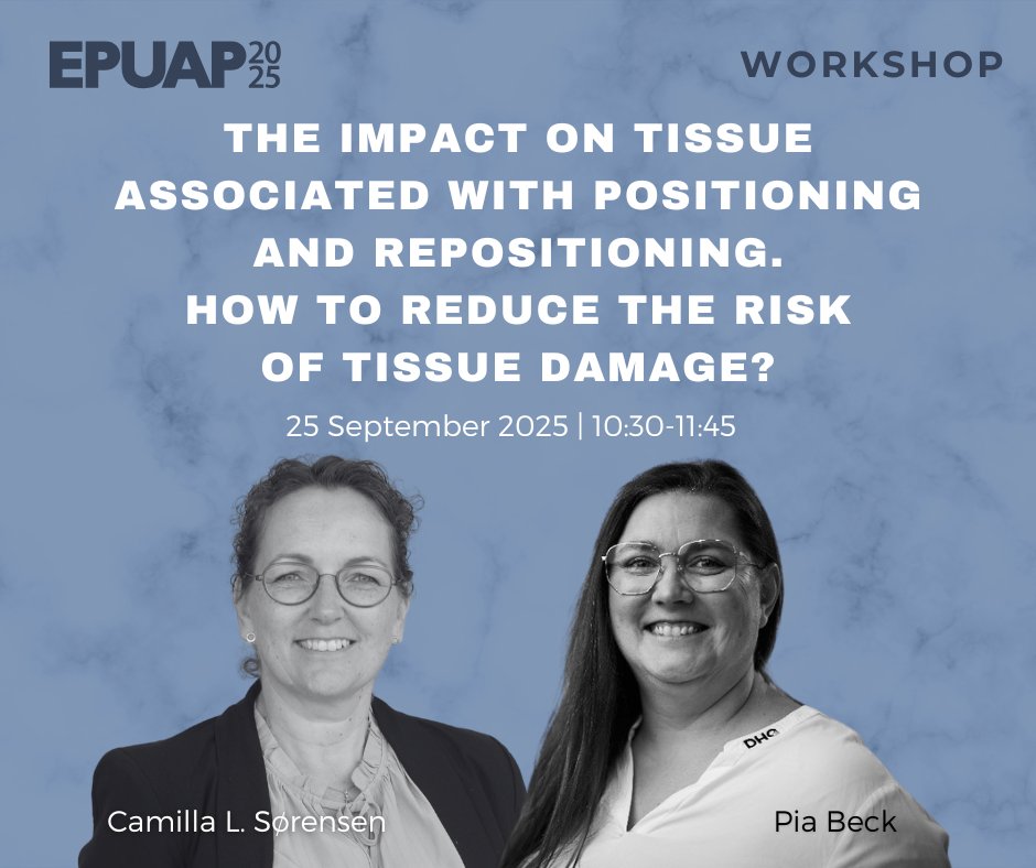 At #EPUAP2025: Learn how patient repositioning affects tissue — and how to reduce damage!
📅 Sept 25 | 🕥 10:30 | 📍 Hall 3
Join this hands-on workshop by Camilla Leerskov Sørensen &amp; Pia Beck.
🔗 Register: epuap2025.org/registration
#WoundCare #StopThePressure