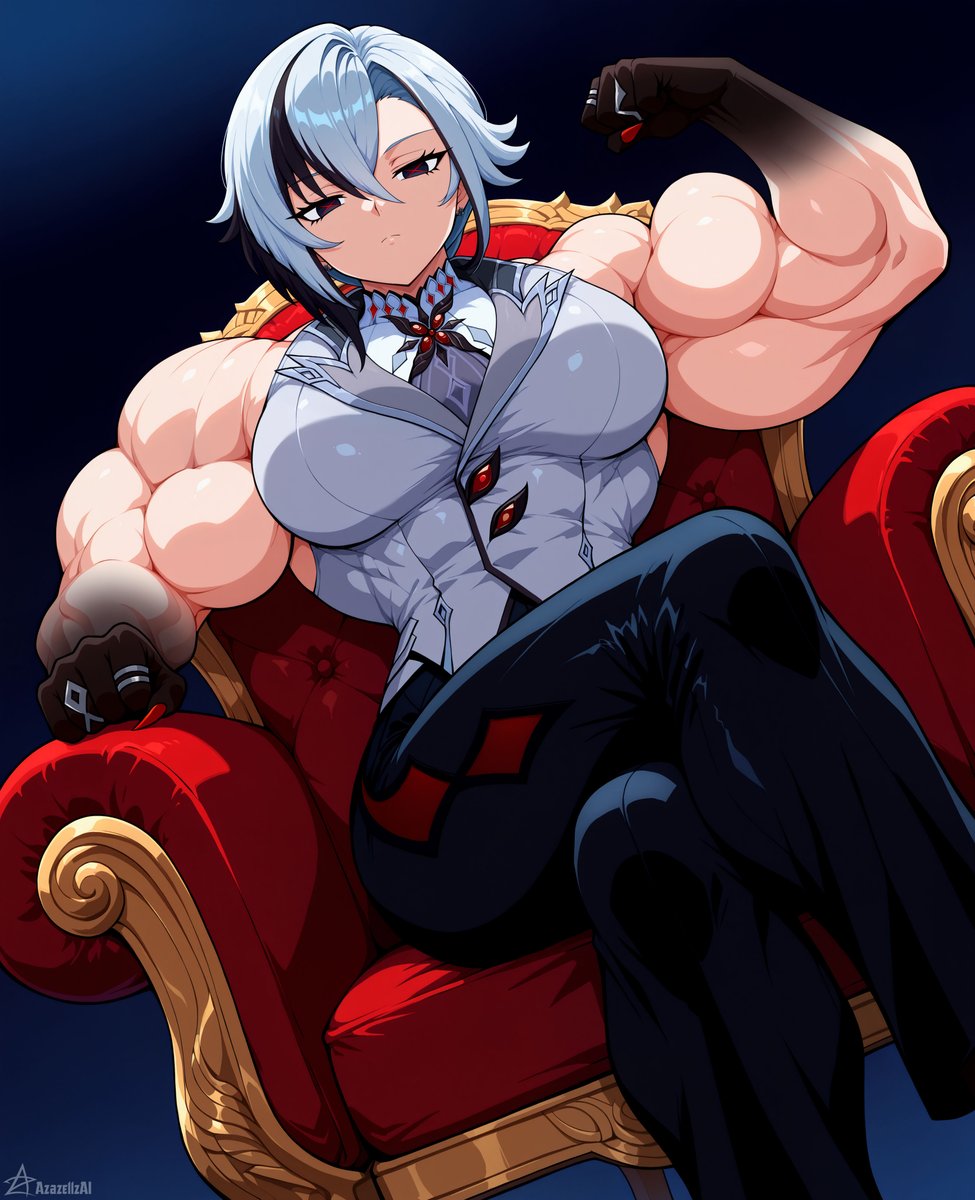 Arlecchino from Genshin Impact.

Character suggested by me Boosty and Patreon supporters.

...Why do all these gacha characters have such intricate designs😓

#musclegirl #muscularfemale #arlechinno #GenshinImpact #ai_assisted