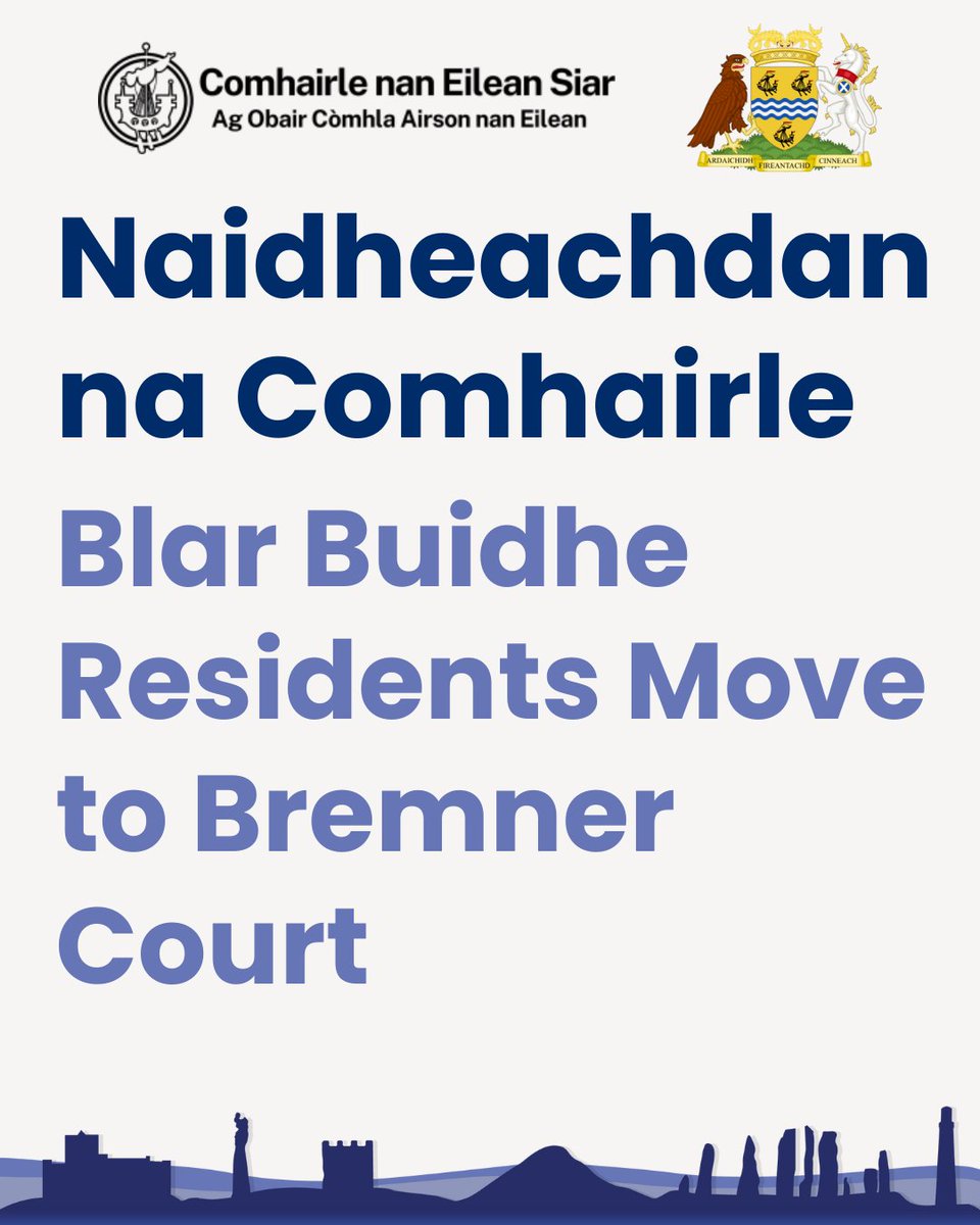 Blar Buidhe Residents Move to Bremner Court

Comhairle nan Eilean Siar today, 30 April, completed the transfer of residents from Blar Buidhe to Bremner Court.

cne-siar.gov.uk/news/2025/blar…