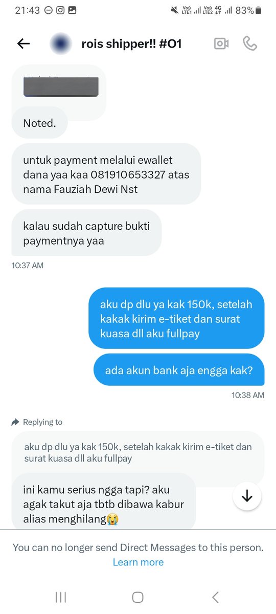 vanillatteys's tweet photo. ‼️ [HELP RT] SCAMMER PENIPU WTS TIKET GRAY KONSER DAY6 3RD WORLD TOUR IN JAKARTA
hati-hati buat yang wtb tiket ke @Uennoyama_ ‼️

DANA 081910653327 an Fauziah Dewi Nst
BNI 1886461364 an Rio Adriansyah https://t.co/CMIMQldfjr