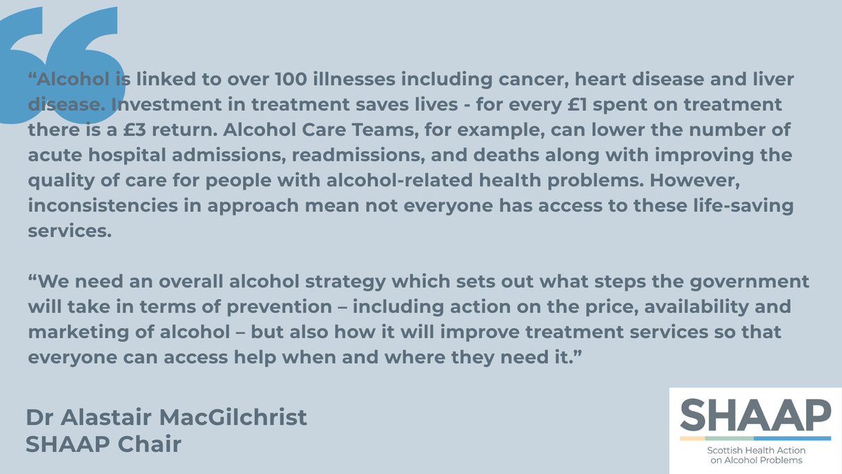 SHAAP (@shaapalcohol) on Twitter photo Before the election, more than 70 organisations are demanding that <a href="/scotgov/">Scottish Government</a> prioritise increasing early detection & treatment of liver disease alongside other targeted measures, to address the highest number of unnecessary deaths from alcohol since 2008 👇
shaap.org.uk/news/446-time-… Before the election, more than 70 organisations are demanding that <a href="/scotgov/">Scottish Government</a> prioritise increasing early detection & treatment of liver disease alongside other targeted measures, to address the highest number of unnecessary deaths from alcohol since 2008 👇
shaap.org.uk/news/446-time-…