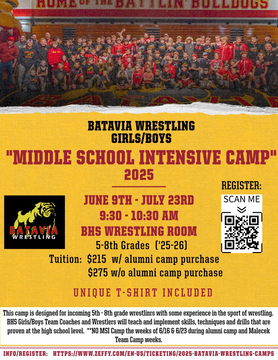 BataviaWrestler's tweet image. Boys Wrestling Co-Ed Camps - SIGN UP NOW!