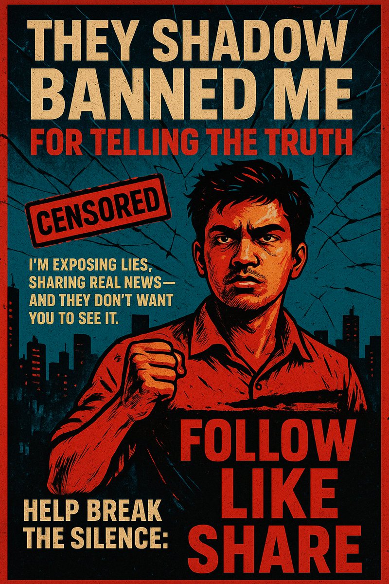 mgarshad142's tweet image. "They shadow banned me for telling the truth. I’m exposing lies, sharing real news — and they don’t want you to see it.
Help break the silence: Follow, Like, Share. Let’s grow louder together."
#news
